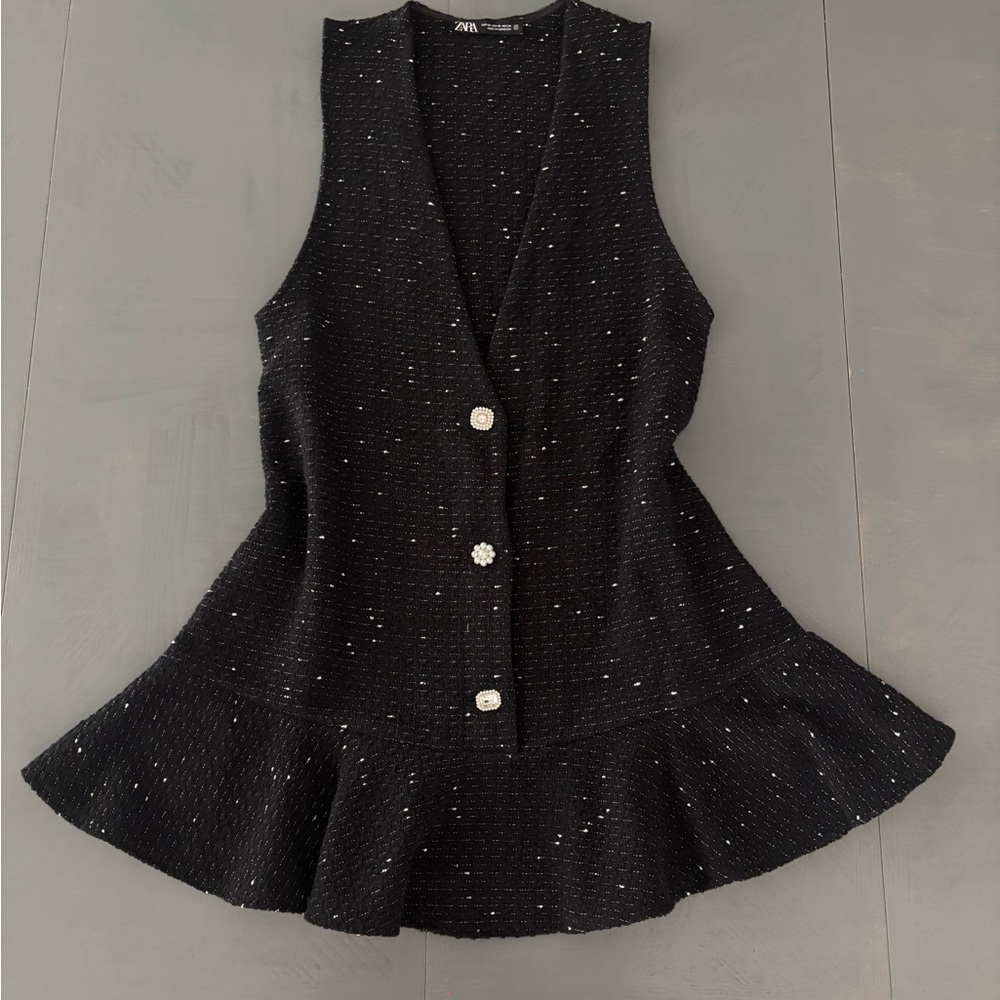 Zara Black and White Textured Dress